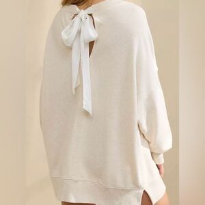 Aerie Cream Sweater with Bow Detail